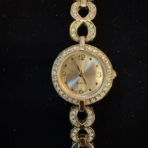 Gold Tone Crystal Quartz Women's Watch